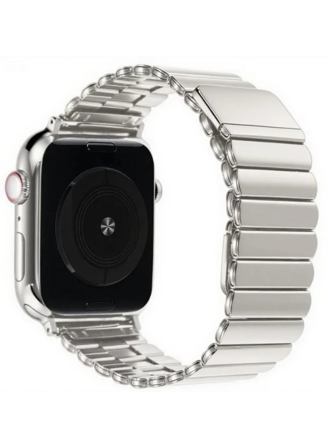 ANYOGRO Compatible with Apple Watch Band 42mm 44mm 45mm 46mm 49mm for Women and Men,Magnetic Stainless Steel Unique Strap Bands for iWatch Ultra 3/2/1 Series 11 10 9 8 7 6 5 4 3 2 1 SE StarLight - Image 1